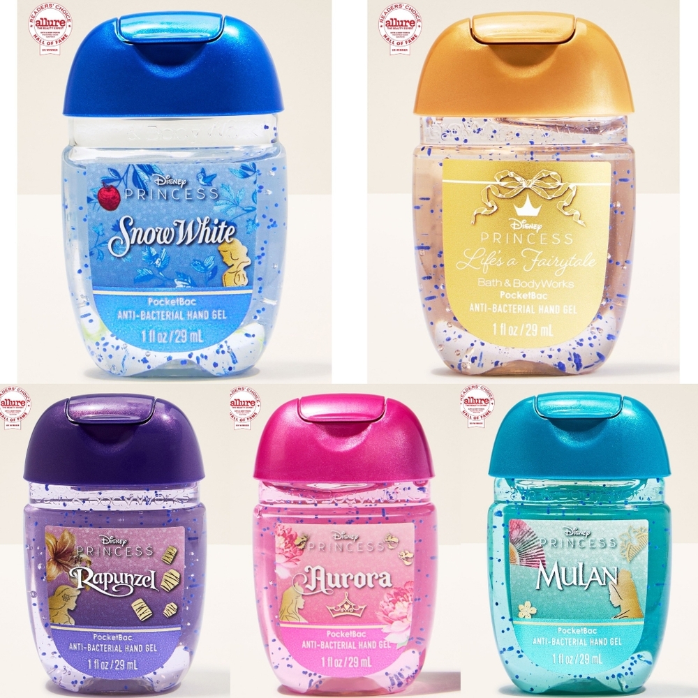 Bath Body Works Disney Princess Pocketbac Hand Sanitizer Gel Set of 5 NEW Rare